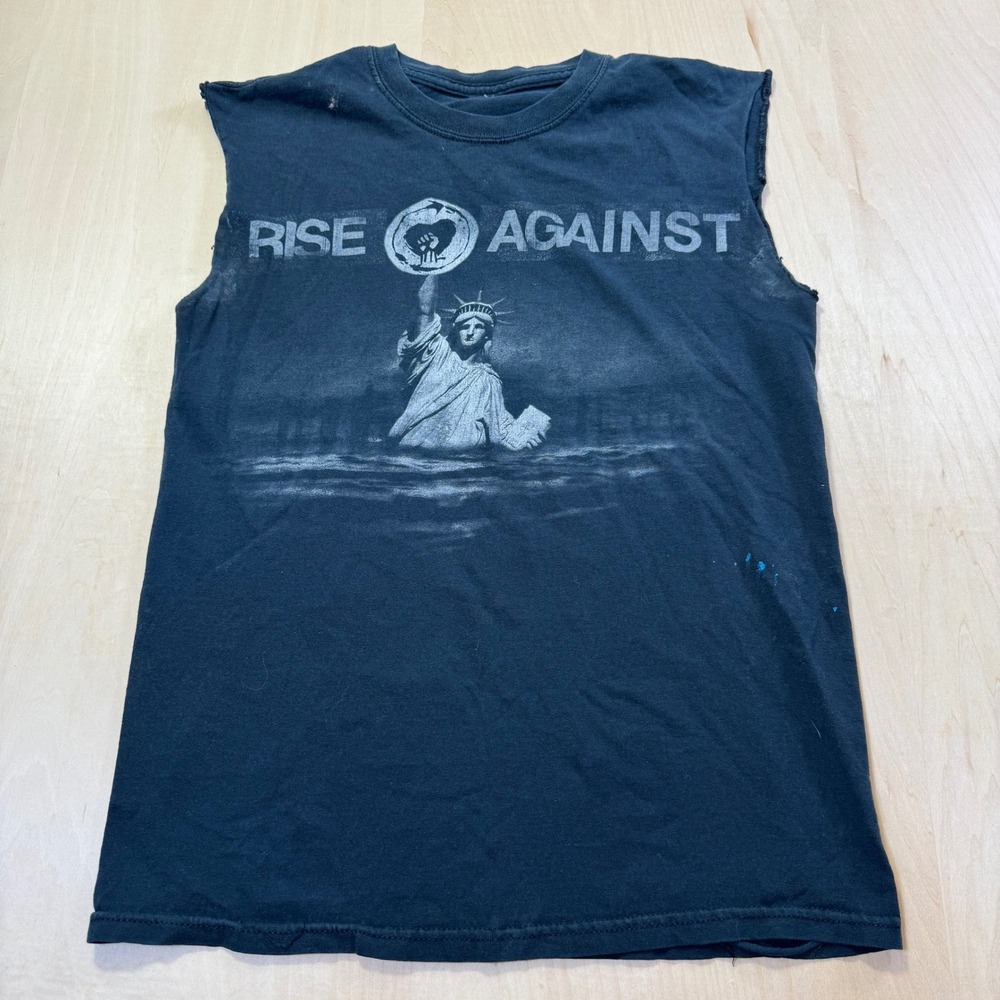 Y2K‎ Rise Against 2000s Statue of Liberty T-Shirt Size Large Rock Band Black